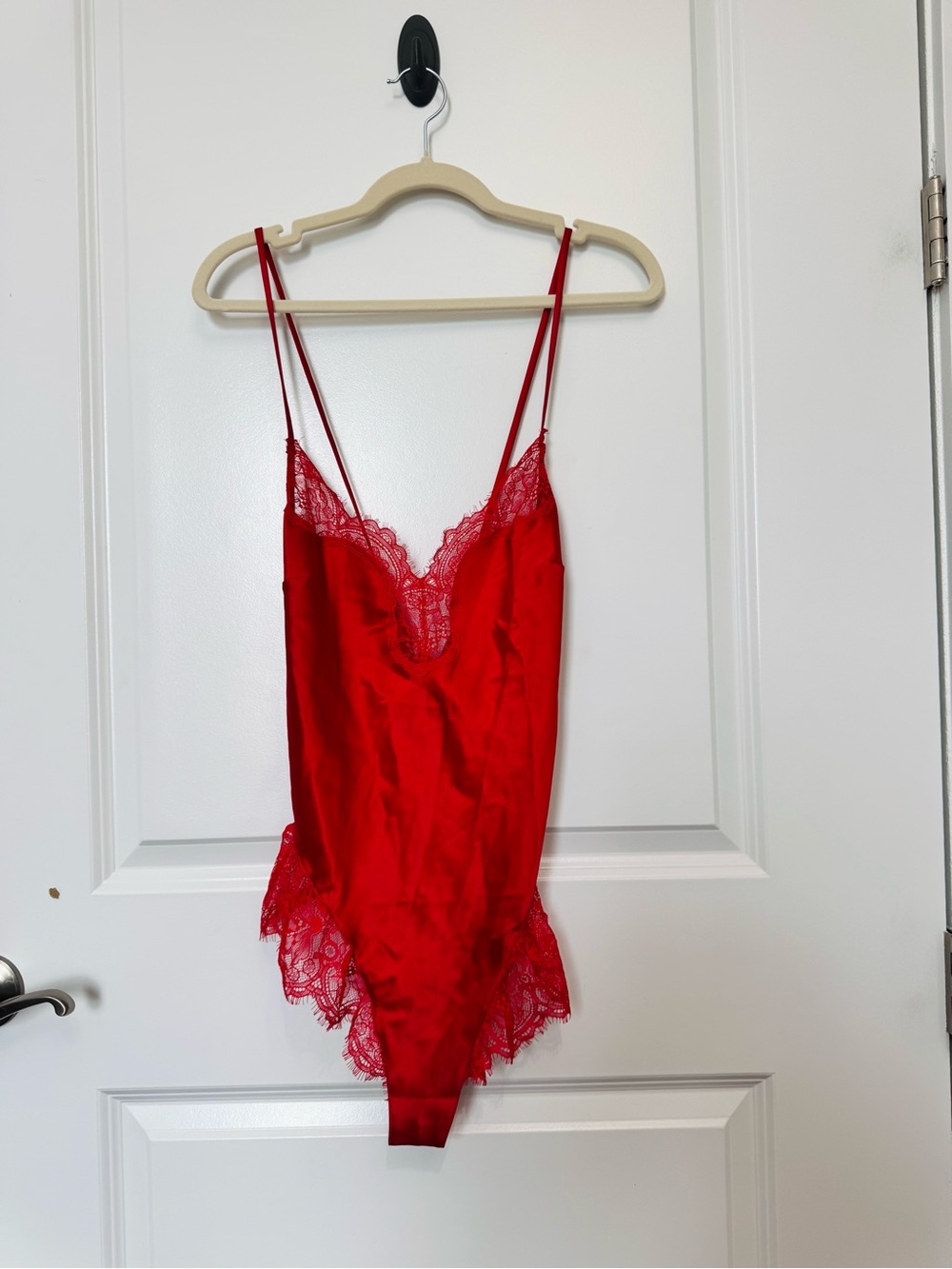 NWT Victoria's Secret Red Lace Satin Bodysuit Size Small